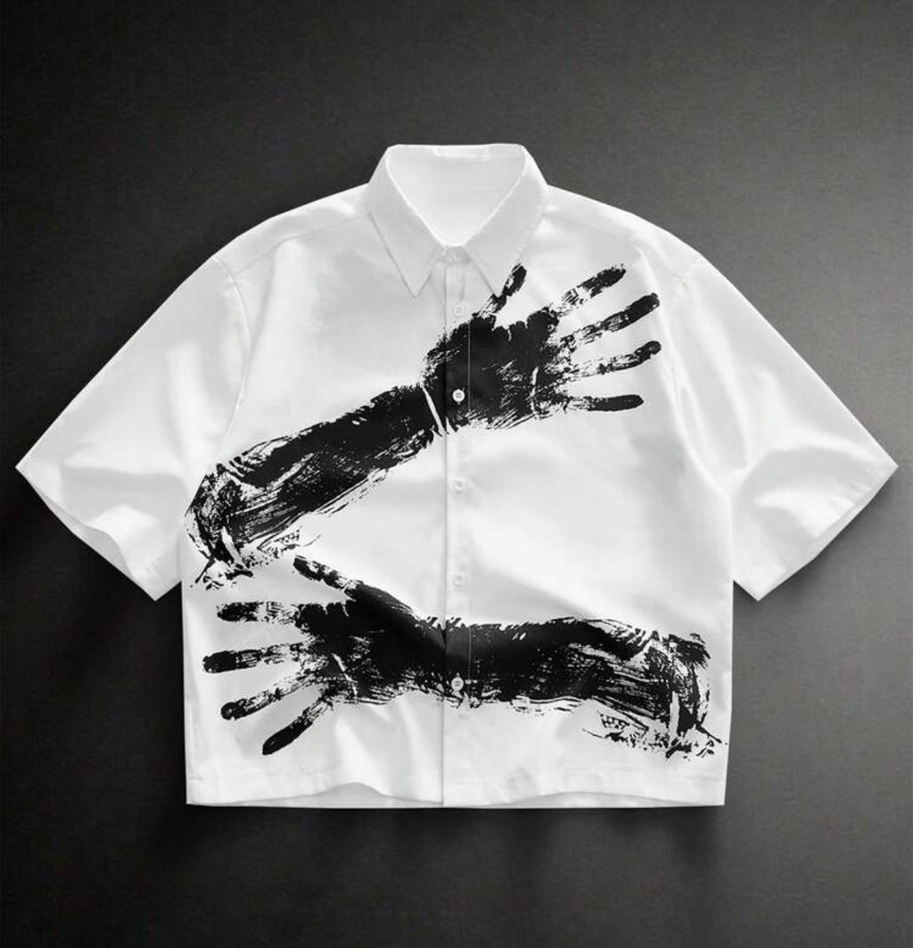 Manfinity VCAY Men's Casual Arm Print Short Sleeve Shirt, Summer Shirts For Men Graphic Graphic Short Sleeve Shirt Men Customized Shirt Men S Shirts Short Sleeve Graffiti Shirt