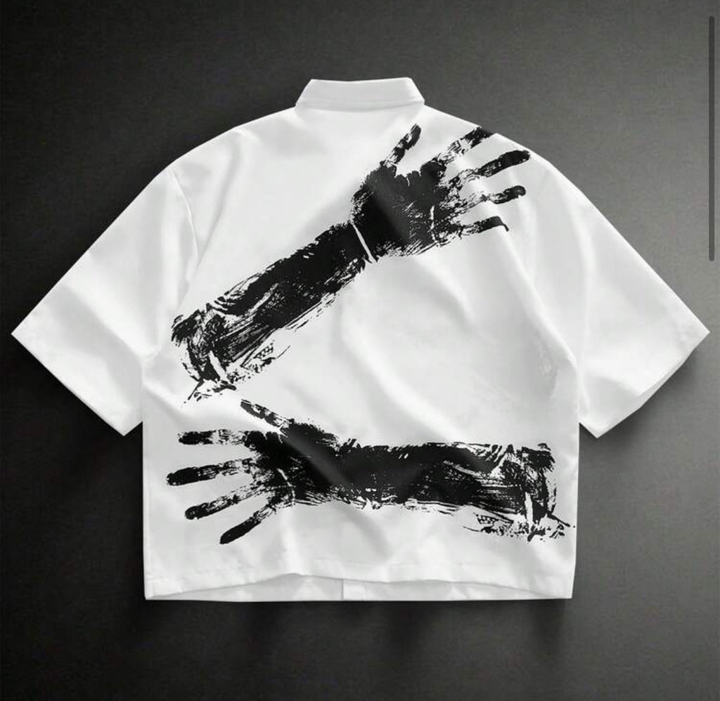 Manfinity VCAY Men's Casual Arm Print Short Sleeve Shirt, Summer Shirts For Men Graphic Graphic Short Sleeve Shirt Men Customized Shirt Men S Shirts Short Sleeve Graffiti Shirt