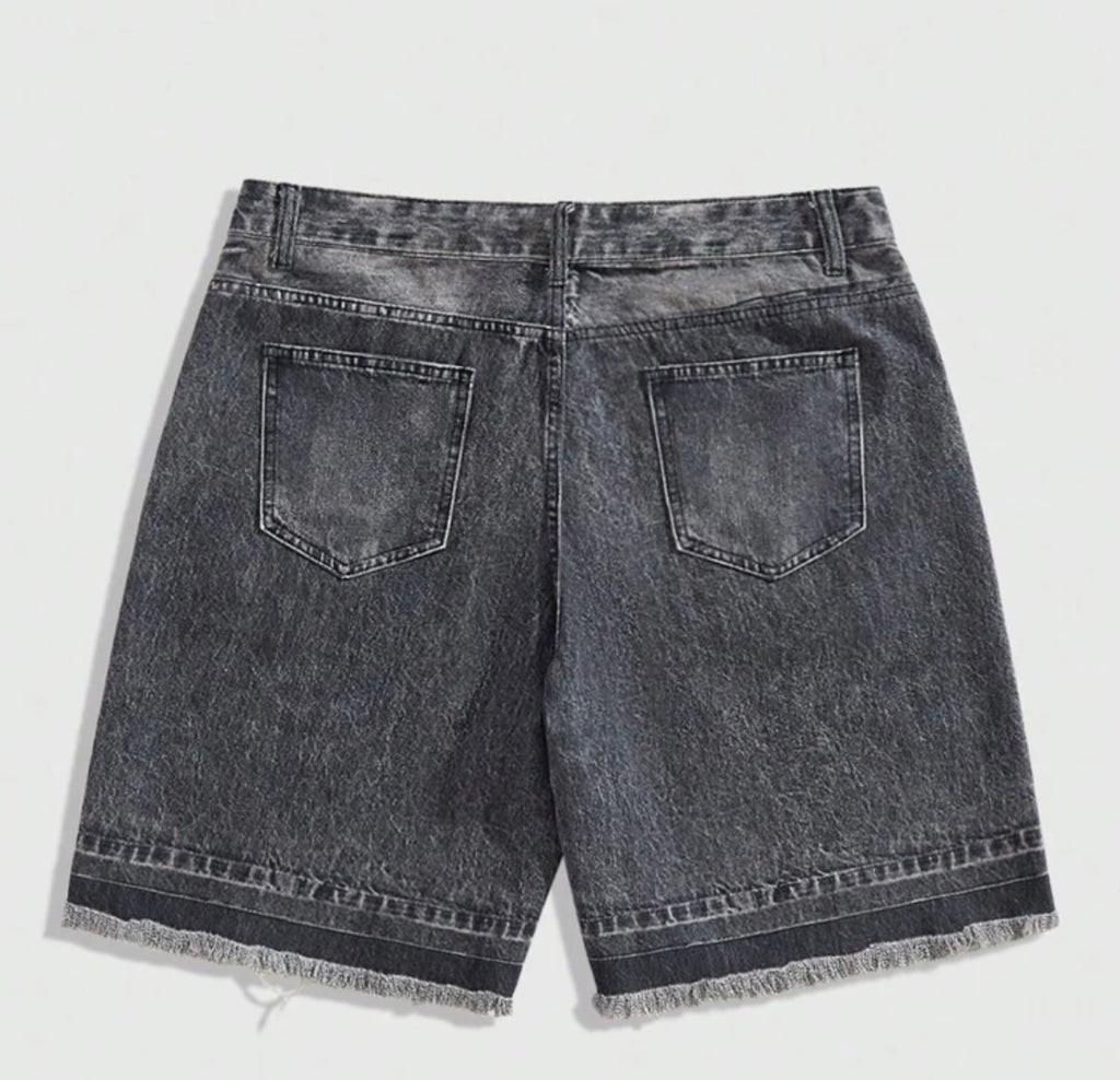 MEN Street Life Summer Casual Graphic Men'S Grunge Punk Chain Pattern Casual Denim Shorts Jorts, Daily Wear
