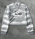 MEN Street Life Spring Casual Graphic Men's Half-Zip Long Sleeve Angel Striped Fashion Print Pullover Sweatshirt