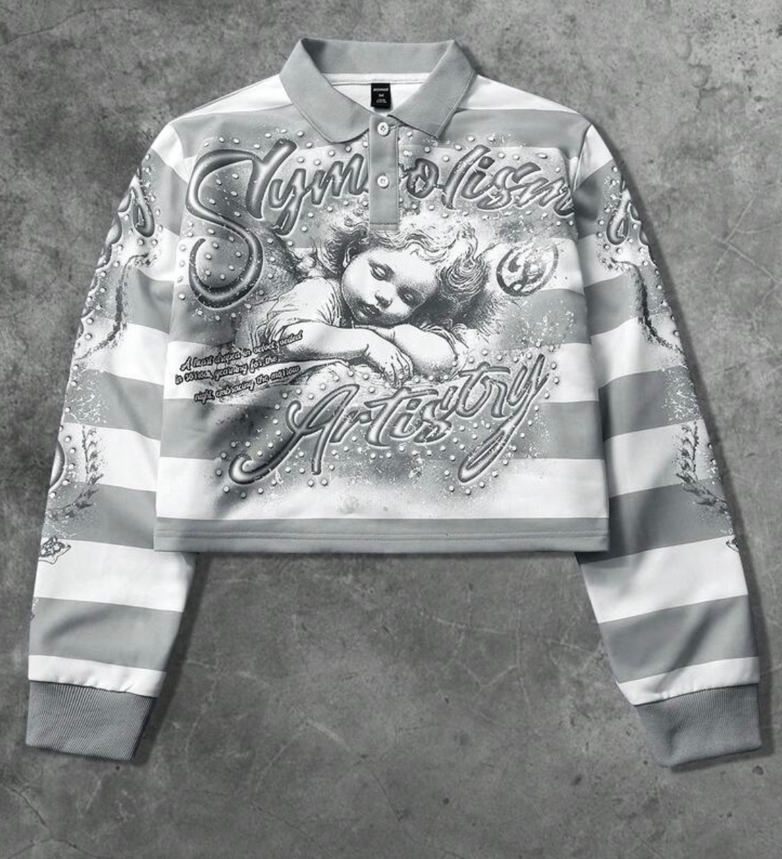 MEN Street Life Spring Casual Graphic Men's Half-Zip Long Sleeve Angel Striped Fashion Print Pullover Sweatshirt