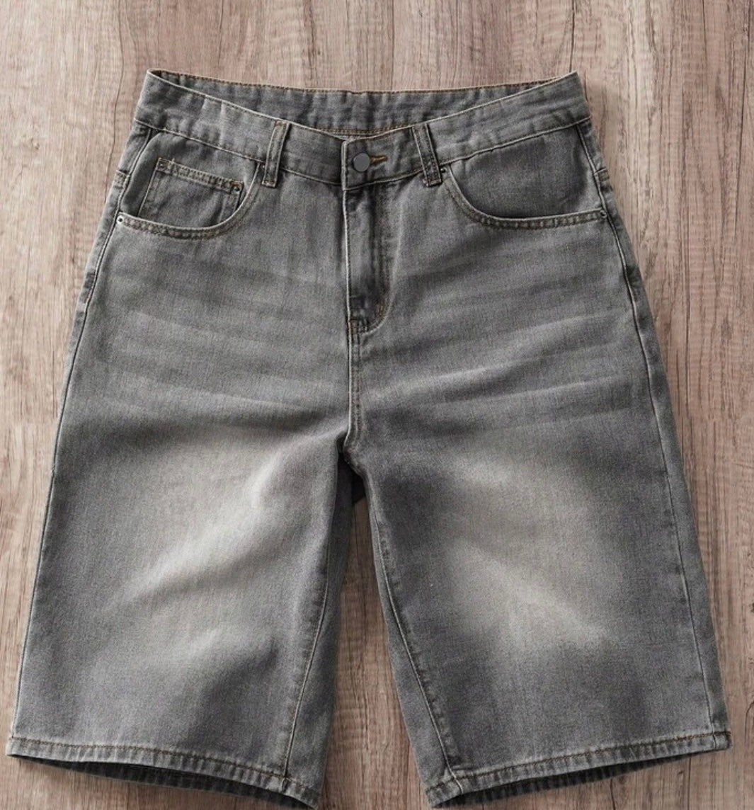 Manfinity Joysei Men's Straight Leg Embroidered Denim Shorts Shorts With Vintage Written On Them For Men